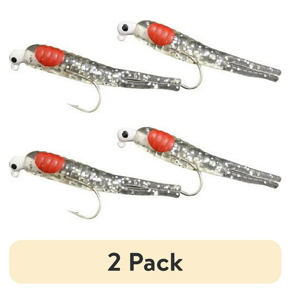 (2 pack) H&H Sparkle Beetle Jig Double Rig Sofbait, Clear & Glitter, 1/4 oz