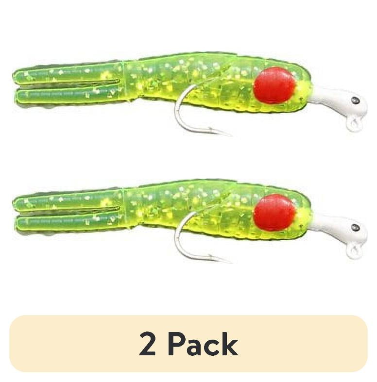(2 pack) H&H Sparkle Beetle Jig Double Rig Sofbait, Clear, Glitter, & Chartreuse, 1/4 oz