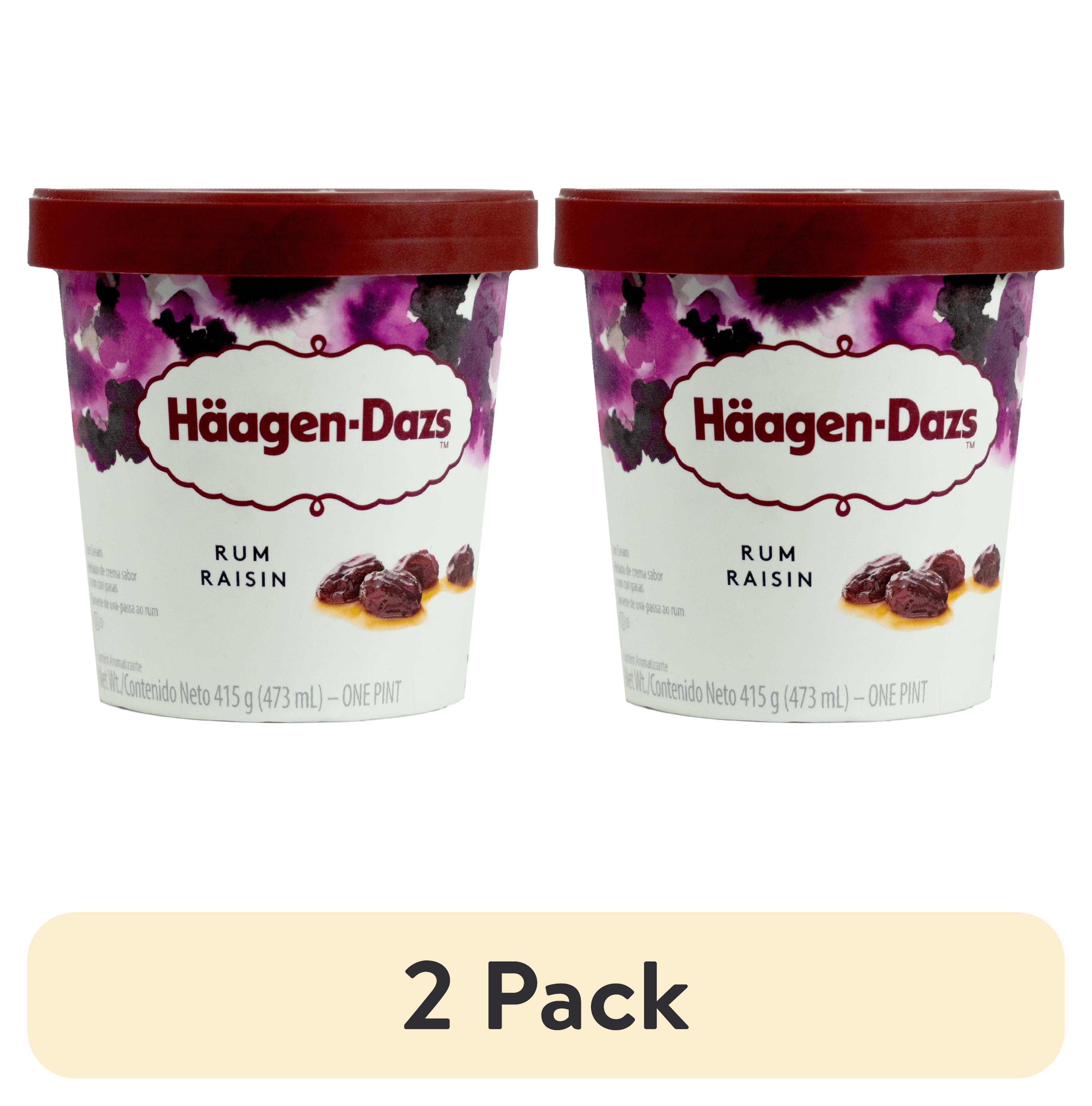 (2 pack) Häagen-Dazs, Rum Raisin Flavor, 415g, Smooth, Allergens Milk, 1 Count, Cardboard Tub, New