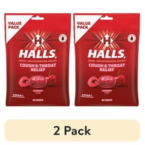 (2 pack) HALLS Cough and Throat Relief Cherry Cough Drops, Value Pack, 80 Drops