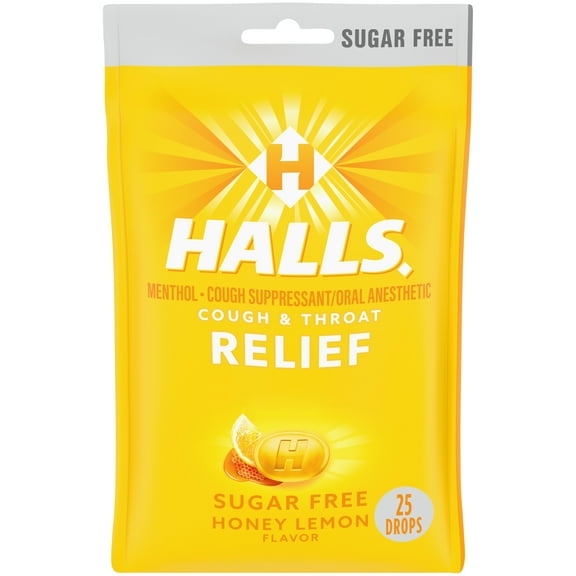 (2 pack) HALLS Relief Honey Lemon Sugar Free Cough Drops, 25 Drops