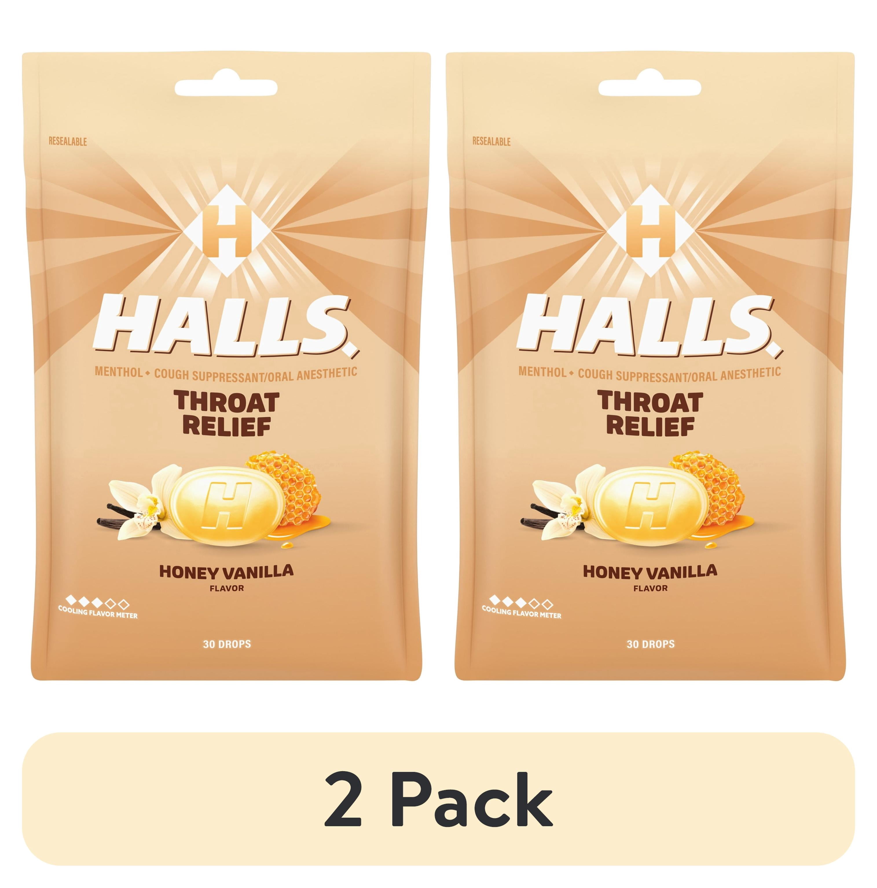 (2 pack) HALLS Throat Relief Honey Vanilla Cough Drops, FSA/HSA Eligible, 30 Drops