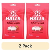 2 pack HALLS Soothing Creamy Strawberry Throat Drops, FSA/HSA Eligible, 25 Drops
