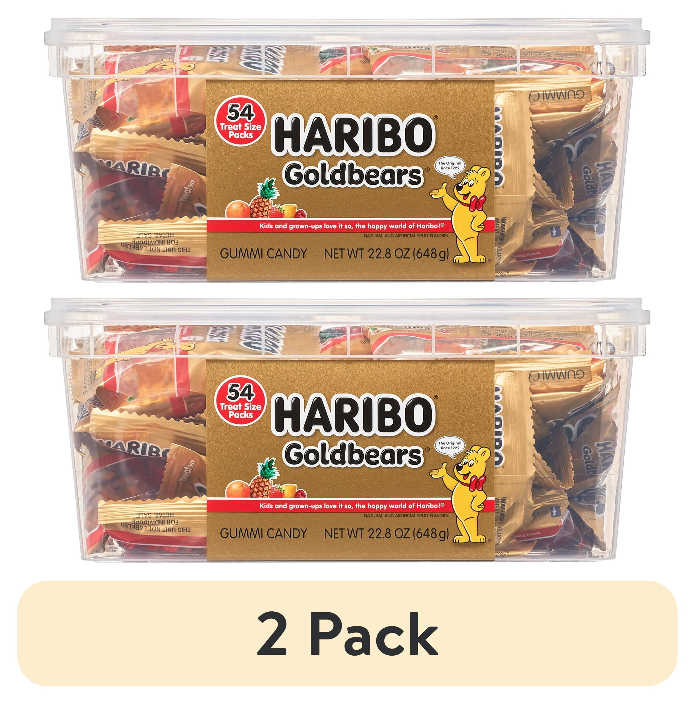 (2 pack) HARIBO Goldbears Gummy Bears Original Assorted Fruit Flavor Candy Gummies, Candy Tub, 22.8oz, 54ct Mini Gummy Pouches