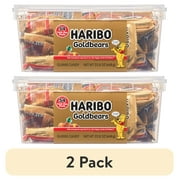 (2 pack) HARIBO Goldbears Gummy Bears Original Assorted Fruit Flavor Candy Gummies, Candy Tub, 22.8oz, 54ct Mini Gummy Pouches