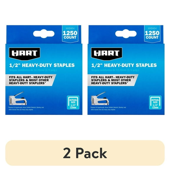(2 pack) HART 1/2-inch Heavy-Duty Staples (1,250 Count)