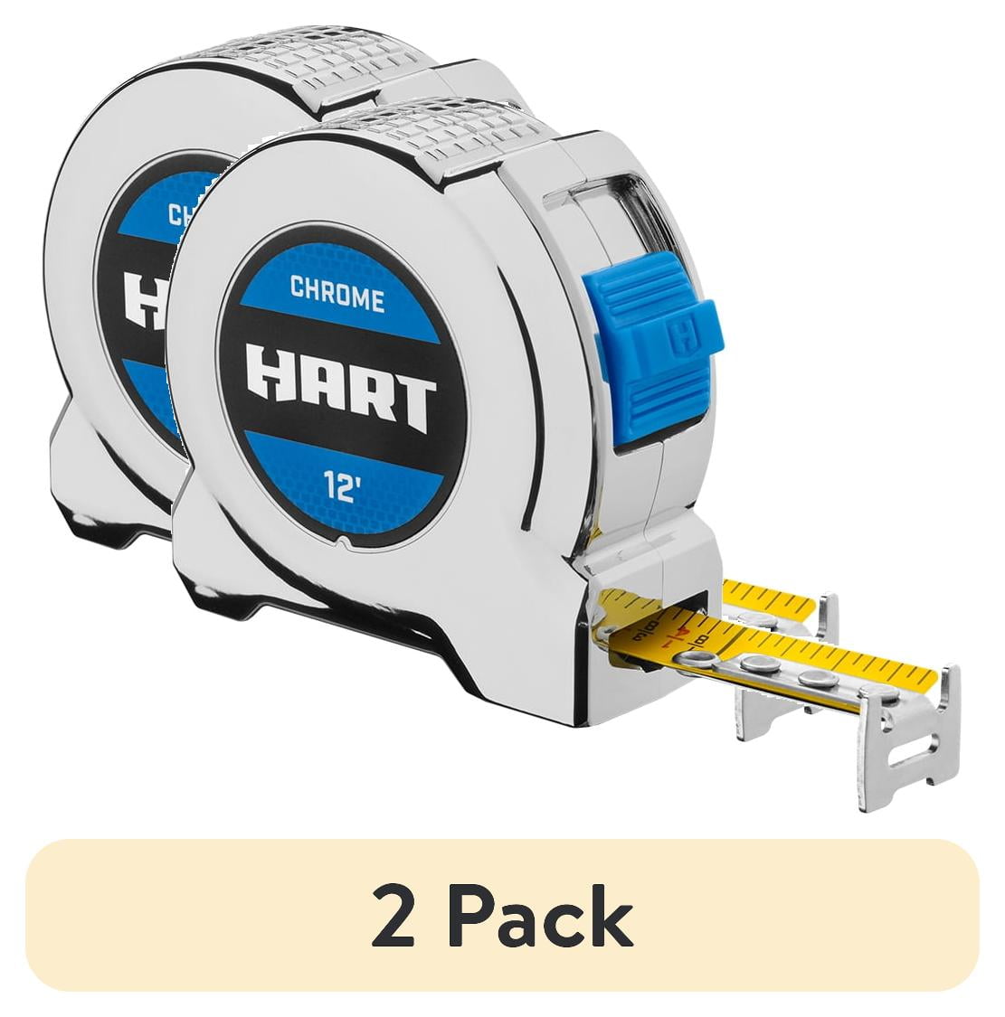 (2 pack) HART 12-Foot Chrome Tape Measure