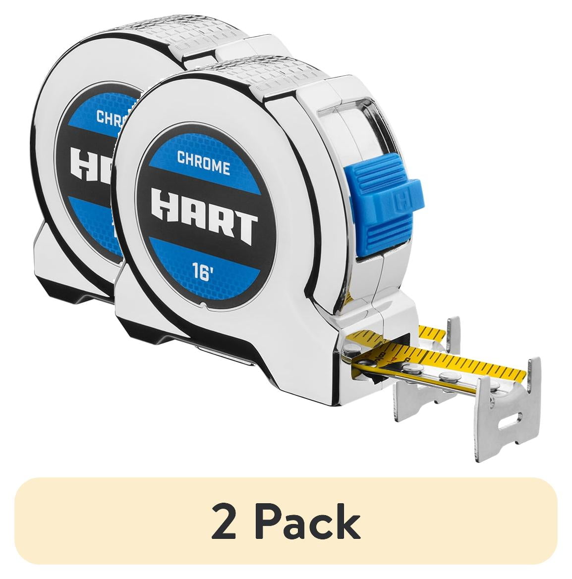(2 pack) HART 16-Foot Chrome Tape Measure
