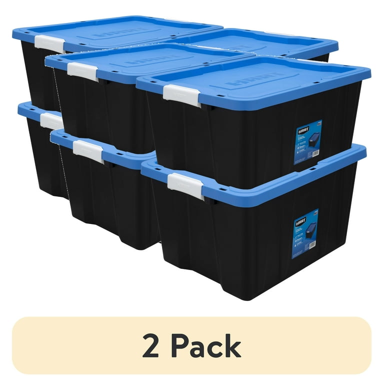 2 pack) HART 17 Gallon Heavy Duty Latching Plastic Storage Box