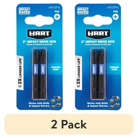 (2 pack) HART 2-Piece 2-inch Impact Drive Bit Set (PH2)
