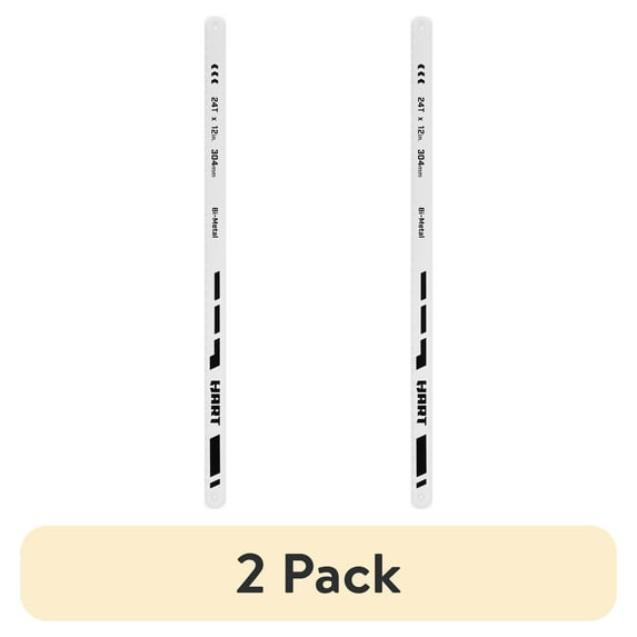 (2 pack) HART 2-Piece Bi-Metal Hacksaw Blades, 12-inch, 24 TPI