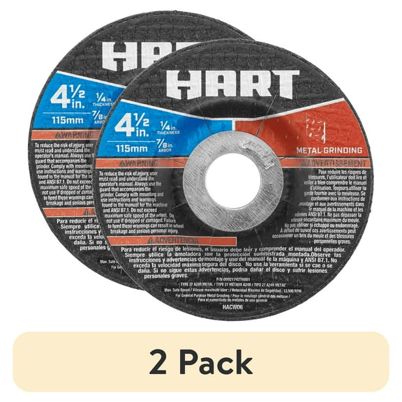 (2 pack) HART 4 1/2-inch Metal Grinding Wheel