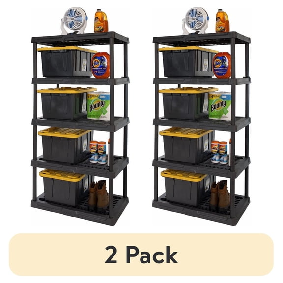 (2 pack) HART 5 Tier 36" W x 24" D x 72" H Heavy-Duty Plastic Ventilated Shelf for Storage & Organization