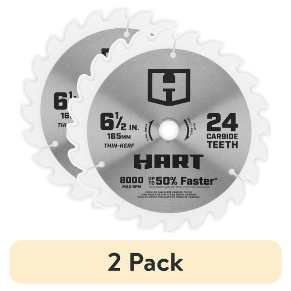 (2 pack) HART 6 1/2-inch 24 Tooth Circular Saw Blade
