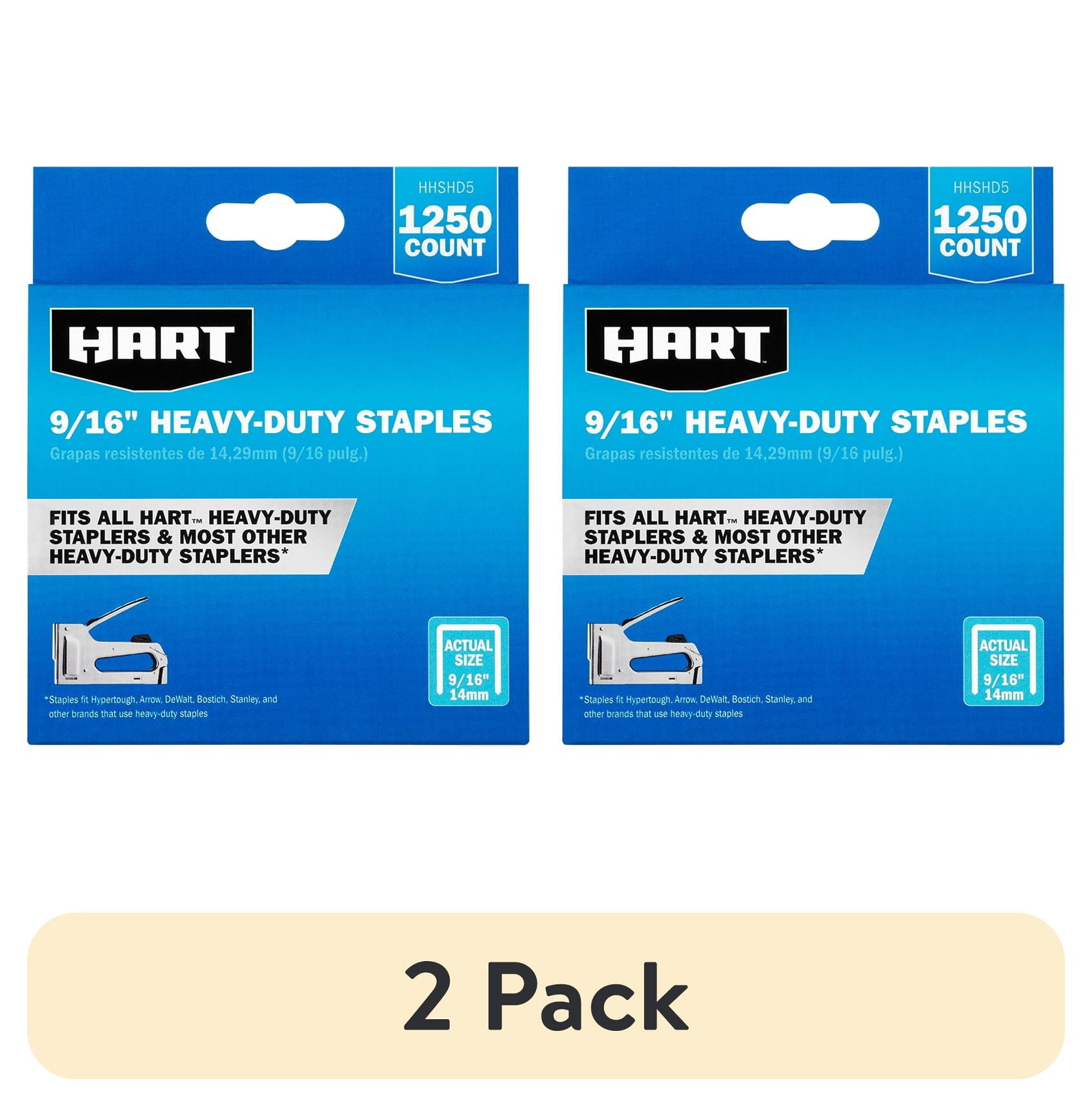 (2 pack) HART 9/16-inch Heavy Duty Staples (1,250 Count)