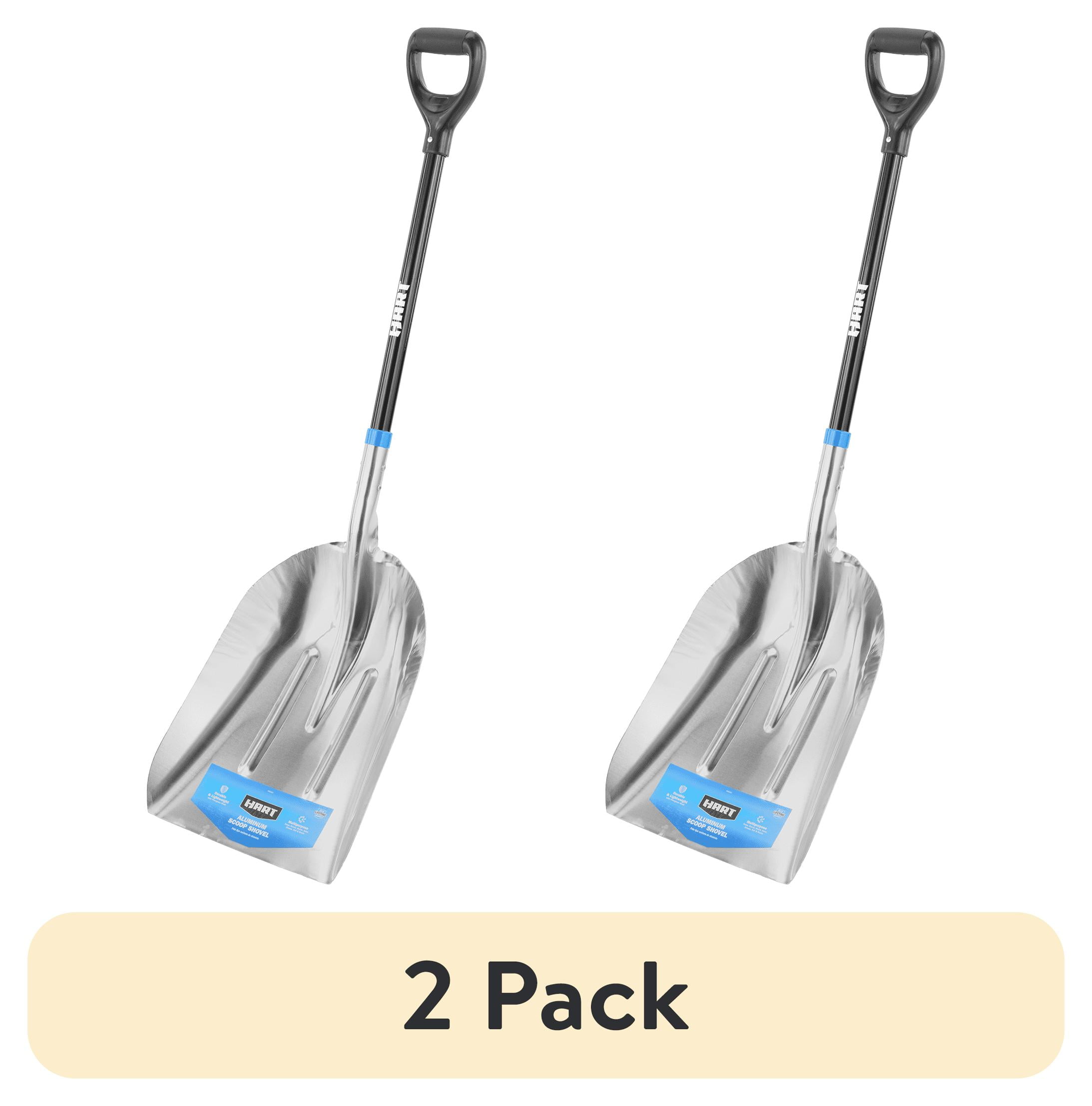 (2 pack) HART Aluminum Scoop Shovel with Fiberglass Shaft and Plastic D Handle