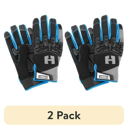 (2 pack) HART Impact Work Gloves, 5-Finger Touchscreen Capable, Size Large Thermo-Plastic Rubber (TPR) Safety Workwear Gloves