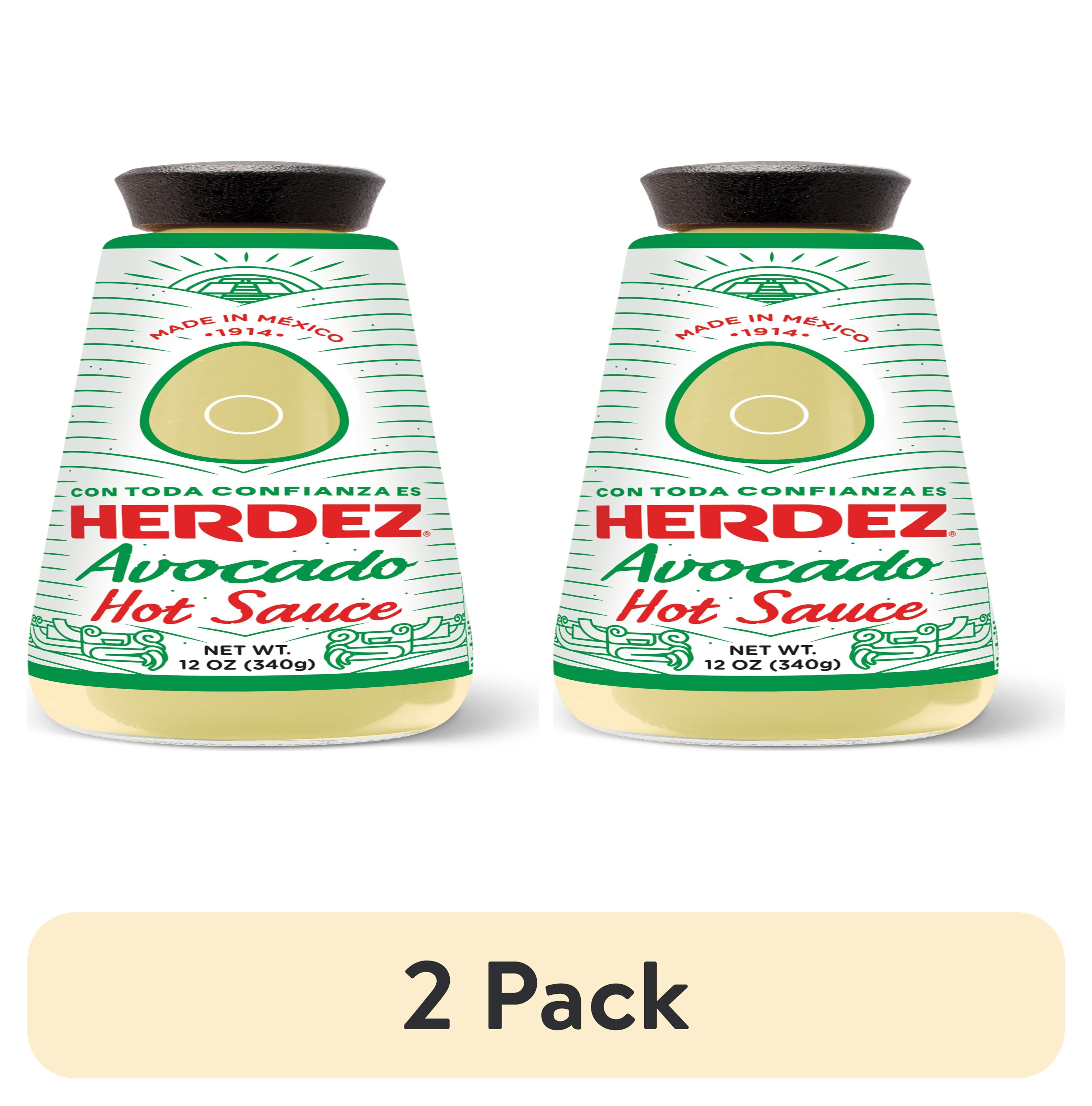 (2 pack) HERDEZ Avocado Hot Sauce, Taco Topping, Shelf Stable, 12 oz Glass Bottle