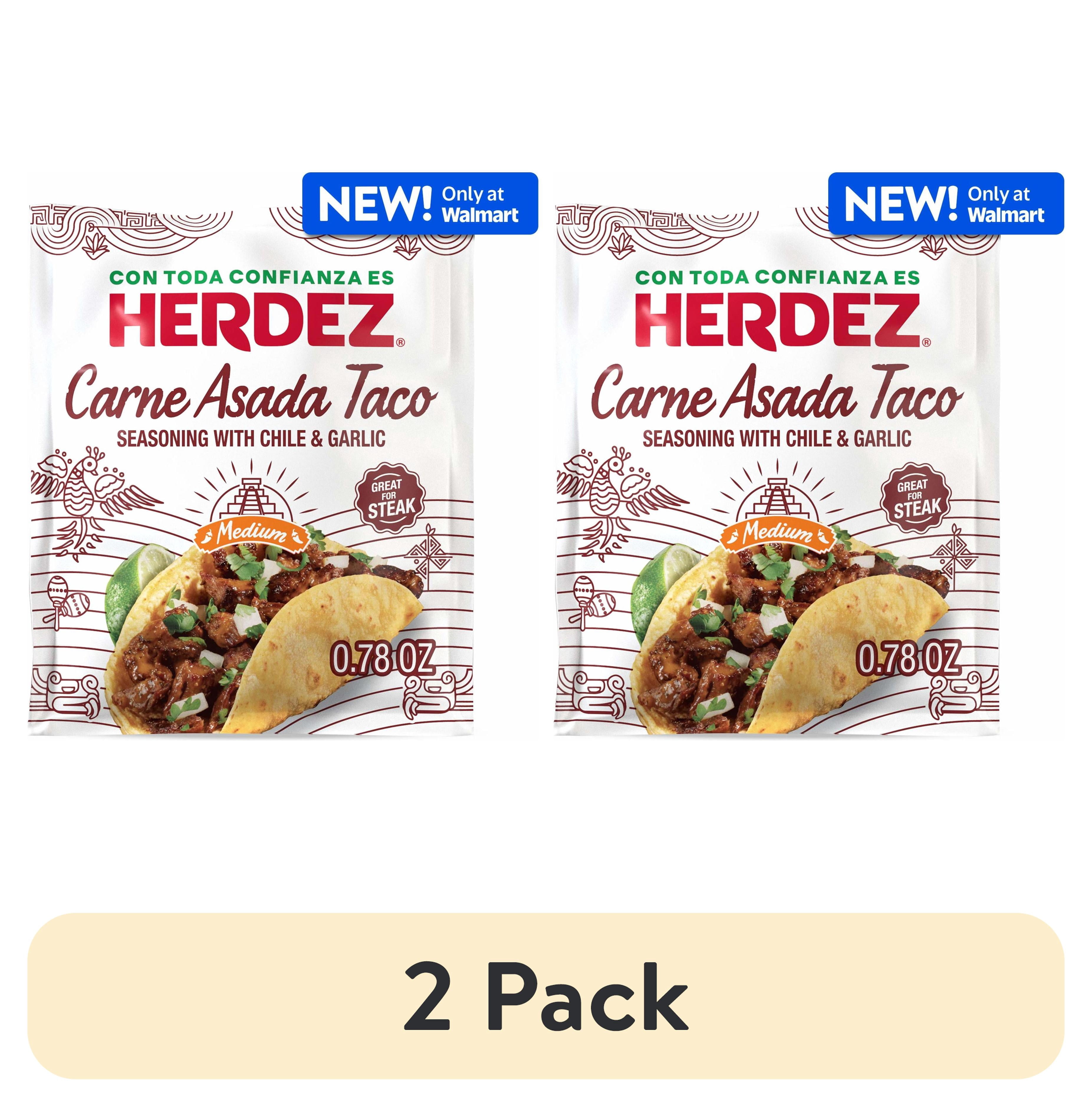 (2 pack) HERDEZ Carne Asada Taco Seasoning Medium, Taco Seasoning with Chile & Garlic, 0.78oz Packet