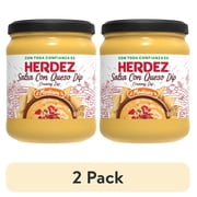 (2 pack) HERDEZ Salsa Con Queso Dip Medium, Tortilla Chip Dip, Shelf-Stable, 15 oz Glass Jar
