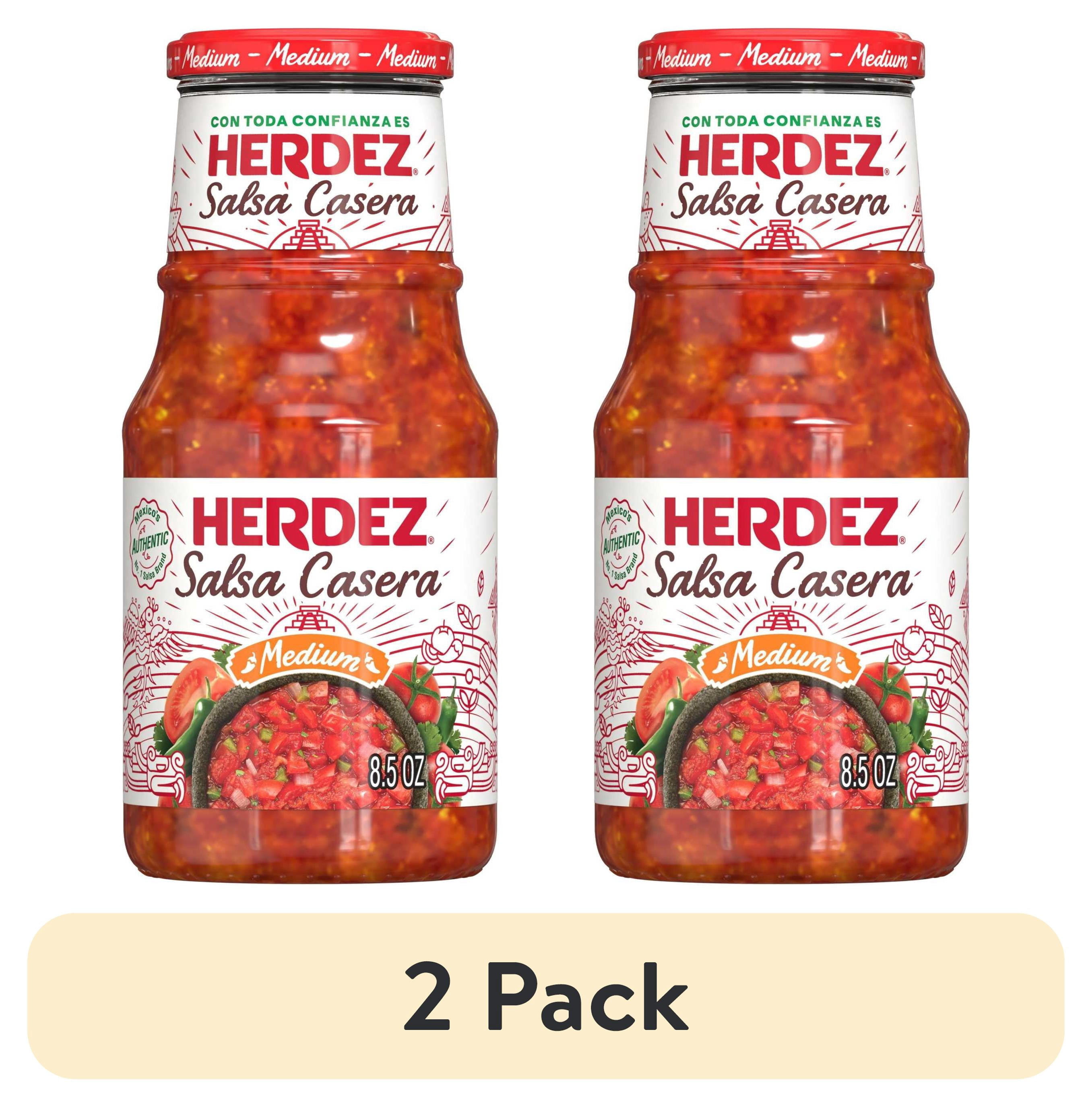 (2 pack) HERDEZ Salsa Casera Medium, Tortilla Chip Dip, Shelf Stable, 8.5 oz oz Glass Bottle