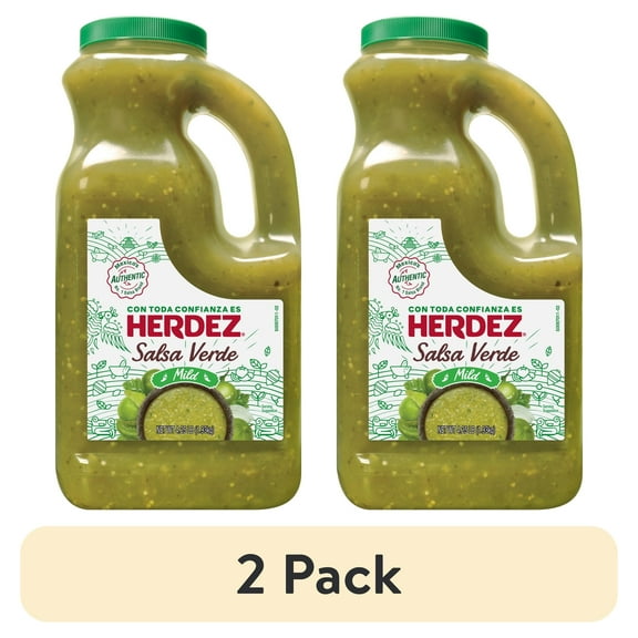 (2 pack) HERDEZ Salsa Verde Mild, Tortilla Chip Dip, Shelf Stable, Large 68 oz Plastic Jug