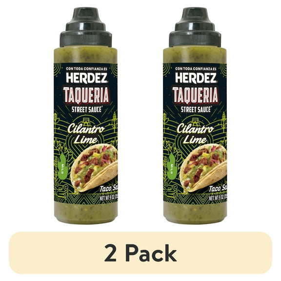 (2 pack) HERDEZ TAQUERIA STREET SAUCE Cilantro Lime Mild Taco Sauce, Shelf Stable, 9 oz Plastic Bottle