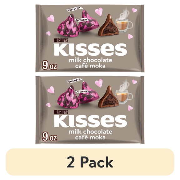 (2 pack) HERSHEY'S KISSES Cafe Moka Flavored, Valentine's Day Candy Bag, 9 oz