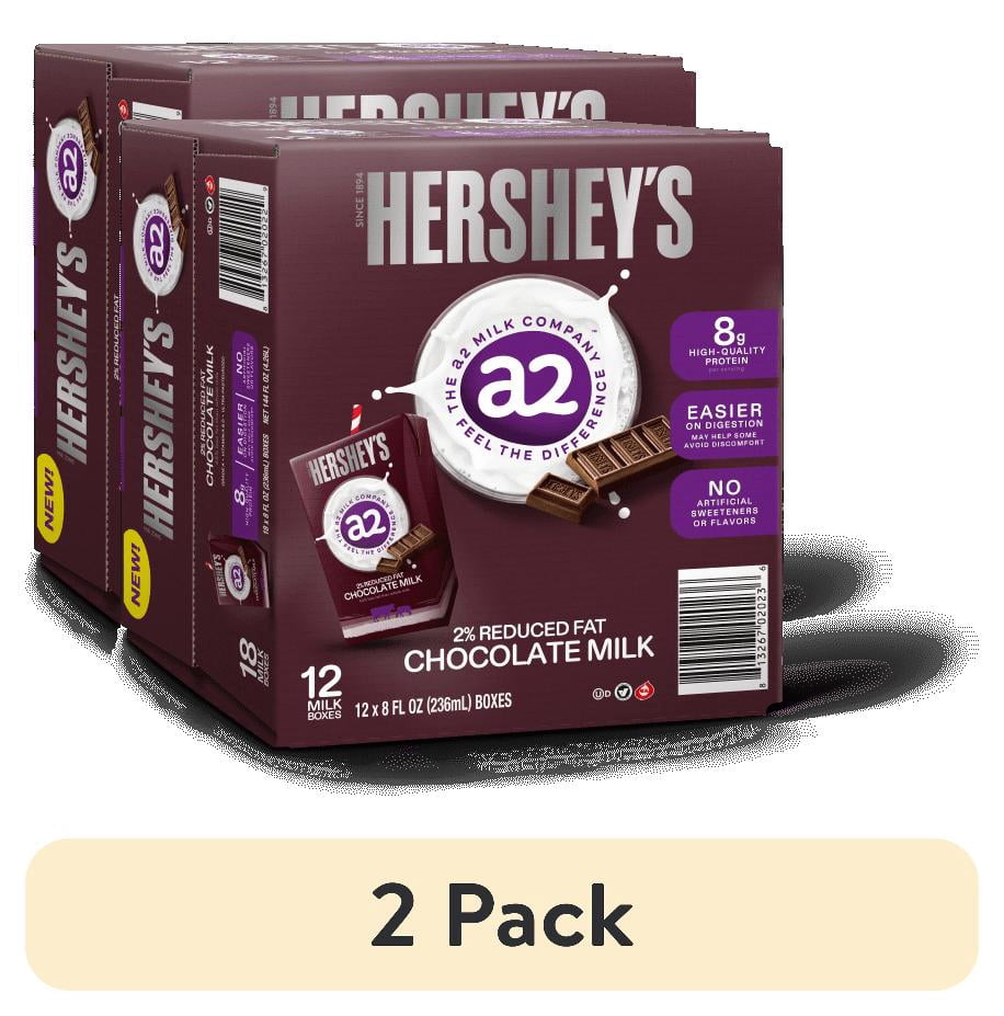 (2 pack) HERSHEY’S a2 Milk® Chocolate 2% Reduced Fat Milk Boxes, 8 oz, 12-Pack