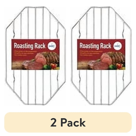 (2 pack) (2 pack) HIC Kitchen Roasting Octagonal Baking Rack, Chrome-Plated Steel Wire, Fits Oval And Smaller Roasting Pans, 9.5 x 6.125 x 0.5-Inches