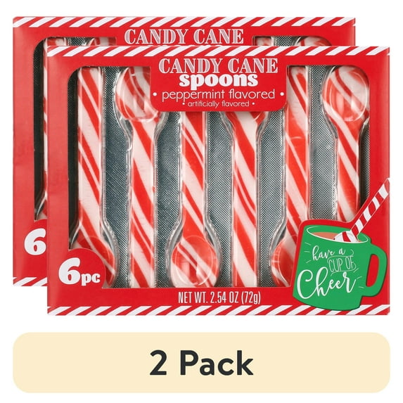 (2 pack) Peppermint Candy Cane Spoons Pack of Six