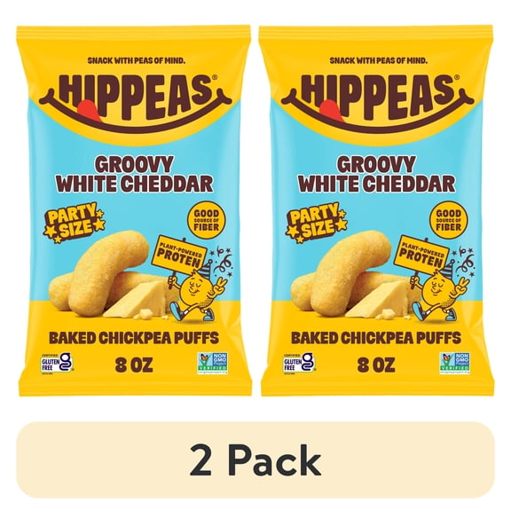 (2 pack) HIPPEAS Chickpea Puffs, Groovy White Cheddar, Gluten Free, Dairy Free, 4g Protein, 8 oz