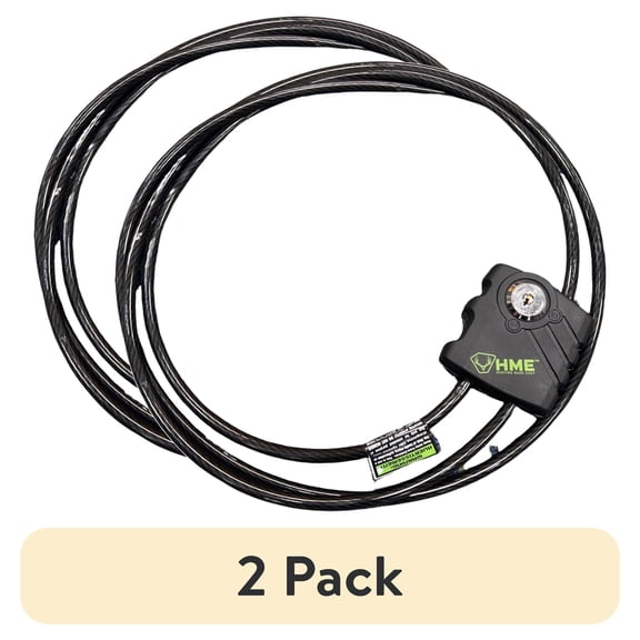(2 pack) HME Trail Camera 5/16" Cable Lock, 7FT Long