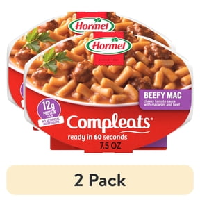 (2 pack) HORMEL COMPLEATS Beefy Macaroni and Cheese, Shelf-Stable, 12 grams Protein, 7.5 oz Plastic Microwaaveable Tray