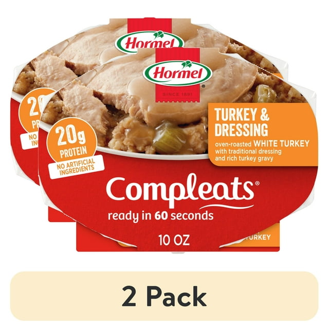 (2 pack) HORMEL COMPLEATS Turkey & Dressing, Shelf Stable, 10 oz Plastic Tray
