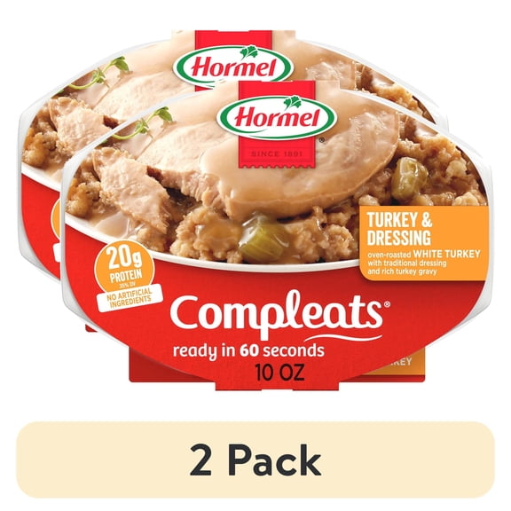 (2 pack) HORMEL COMPLEATS Turkey & Dressing, Shelf Stable, 10 oz Plastic Tray
