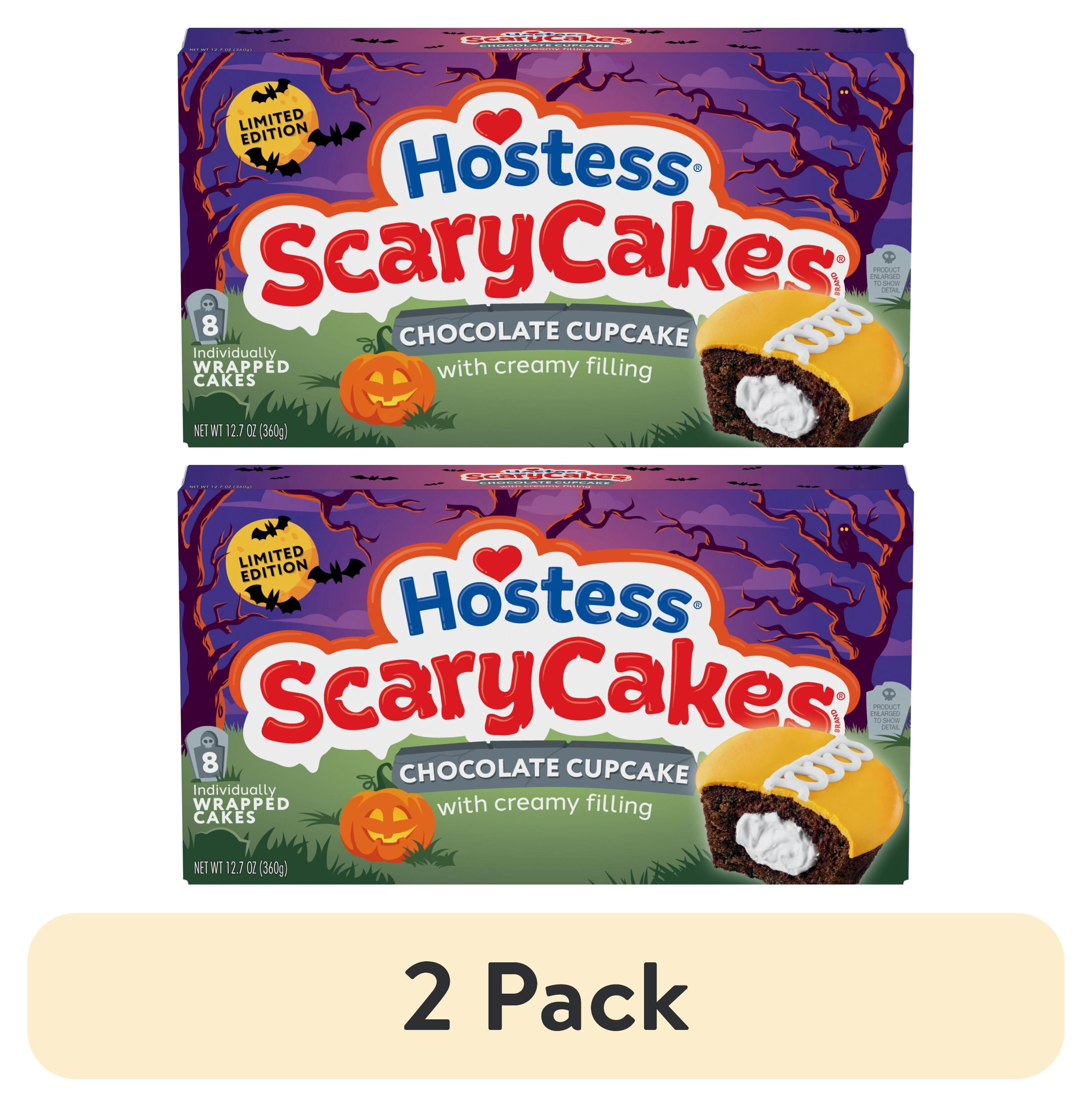 2 pack) Hostess ScaryCakes Cupcakes, Chocolate Snack Cakes with
