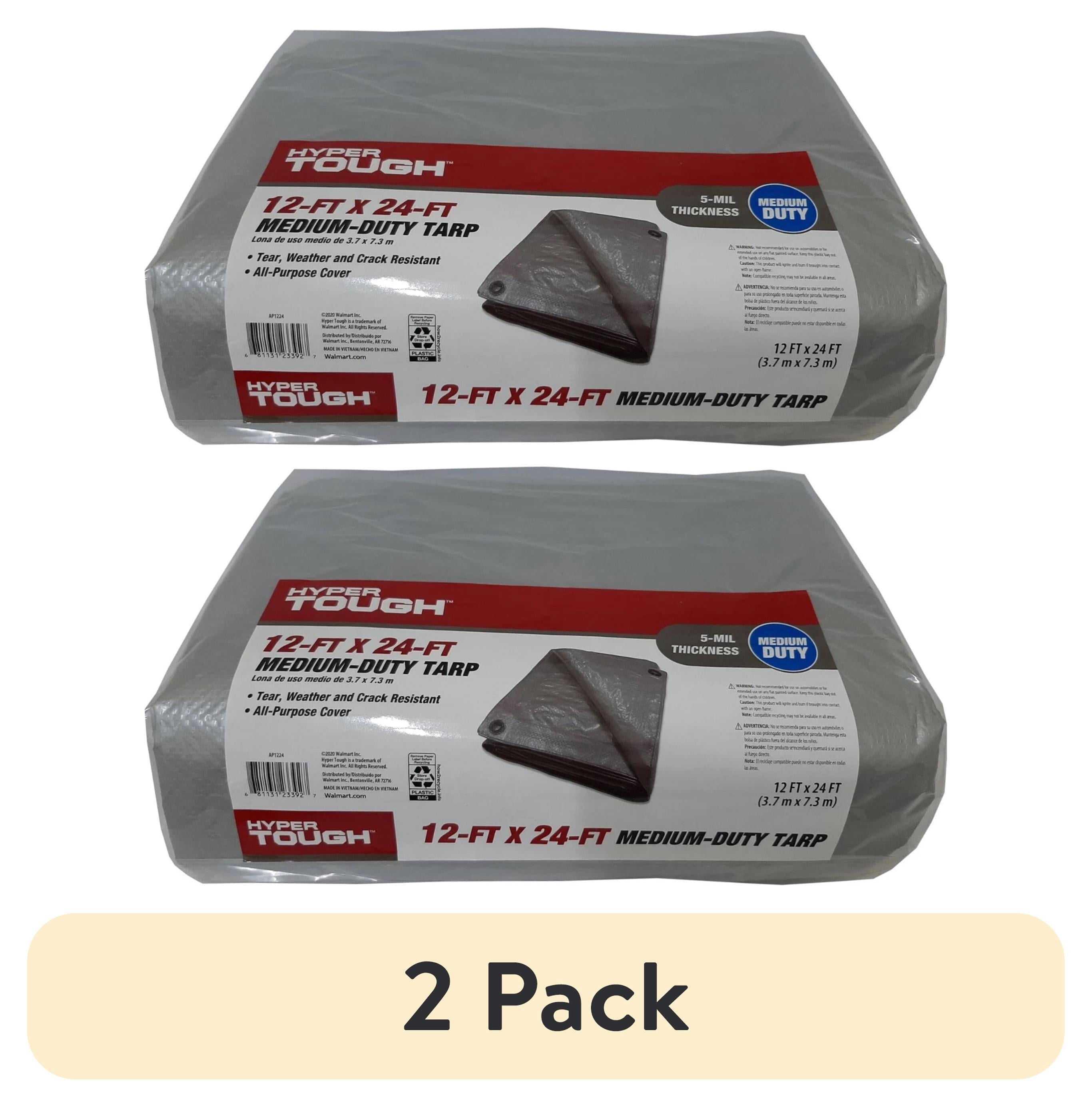 (2 pack) Hyper Tough 12' x 24' Medium Duty Tarp, Gray