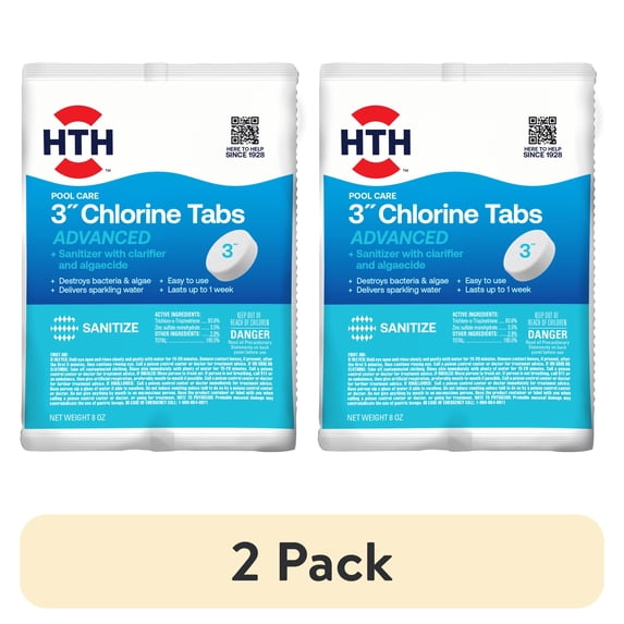 (2 pack) HTH Pool Care 3" Chlorine Tablet Advanced, Pool Chemical Sanitizer, for Routine Chlorination