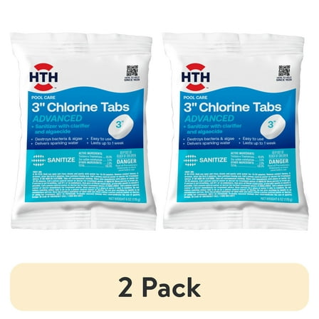 (2 pack) HTH 3-inch Chlorine Tablet Advanced — Tablet, 6 oz — Pool Sanitizer for Swimming Pools