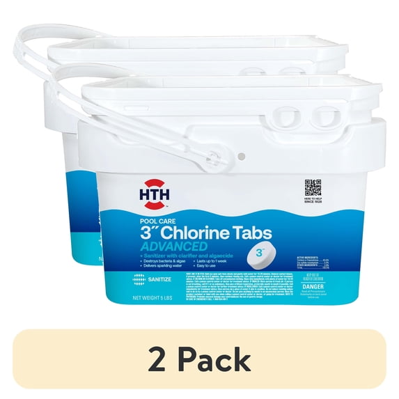 (2 pack) HTH 3-inch Advanced Chlorine Tablets — Tablet, 5 lb — Pool Sanitizer for Routine Chlorination