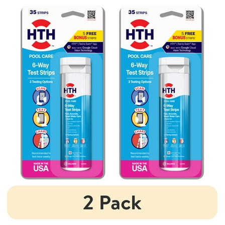 (2 pack) HTH Pool Care 6-Way Test Strips, 35 Count, for Pools and Spas