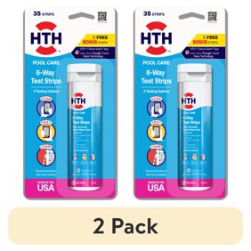 (2 pack) HTH Pool Care 6-Way Test Strips, The Container Holds 35 Strips that Test for Six Elements in All Pools and Spa Types, 35 Piece Count