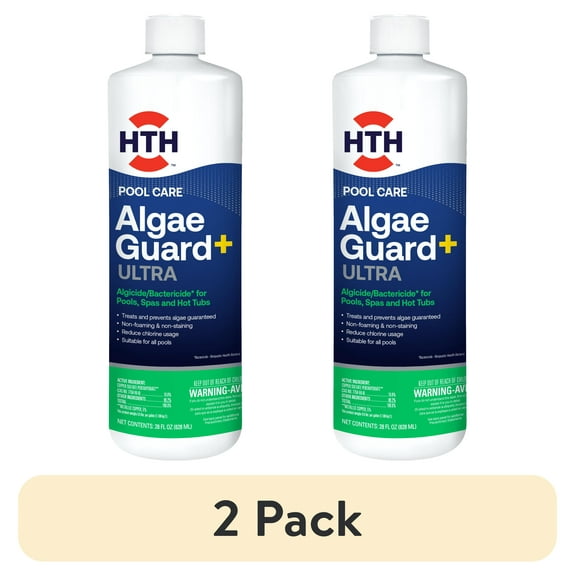 (2 pack) HTH Pool Care Algae Guard +Ultra for Swimming Pools, Liquid, 28oz