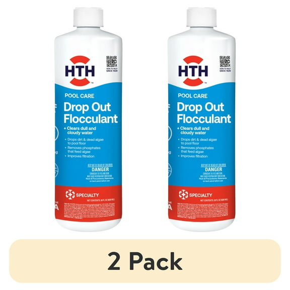 (2 pack) HTH Pool Care Drop Out Flocculant for Swimming Pools, Liquid, 28 oz