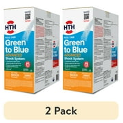 2 pack HTH Green to Blue Pool Shock Kit   Granules Form, 4 lb   Pool Shock Treatment for Algae Removal and Water Clarification