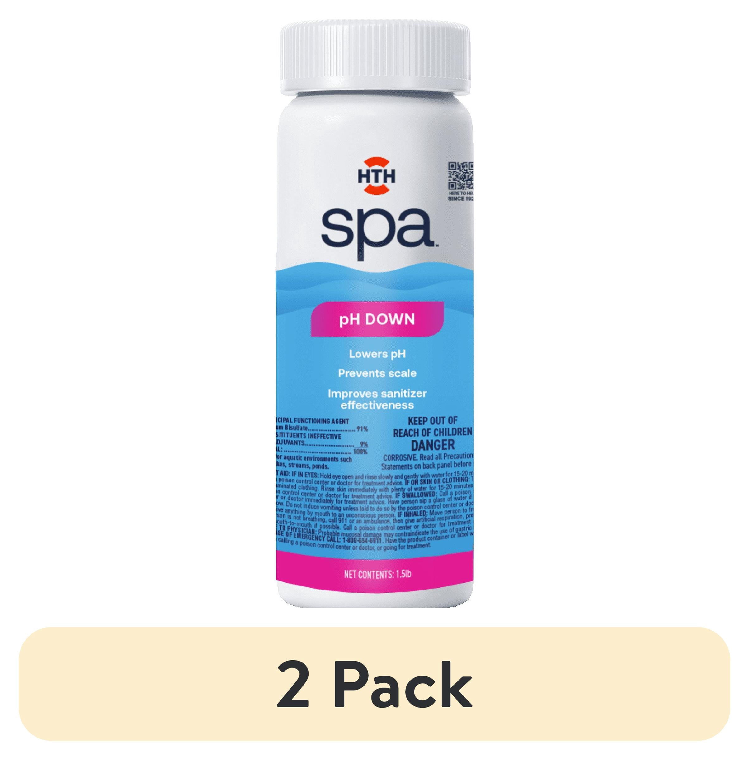 (2 pack) HTH Spa Care pH Down — Powder, 2.5 lb — Pool and Spa pH Decreaser to Balance Water Chemistry