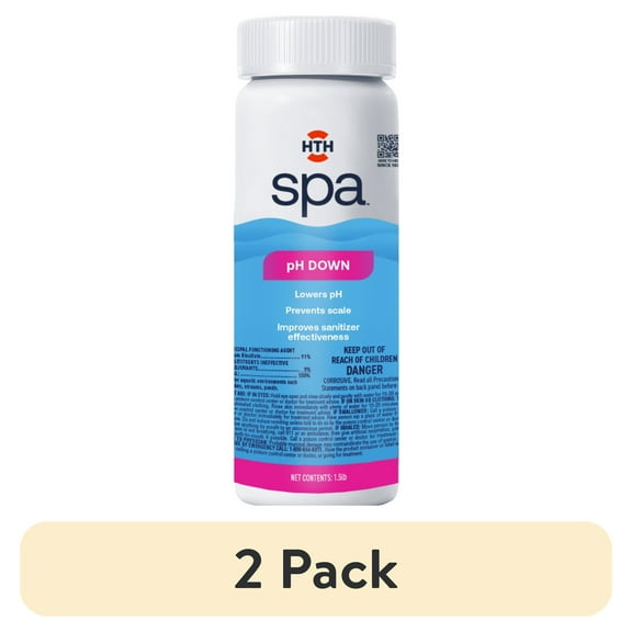 (2 pack) HTH Spa Care pH Down — Powder, 2.5 lb — Pool and Spa pH Decreaser to Balance Water Chemistry