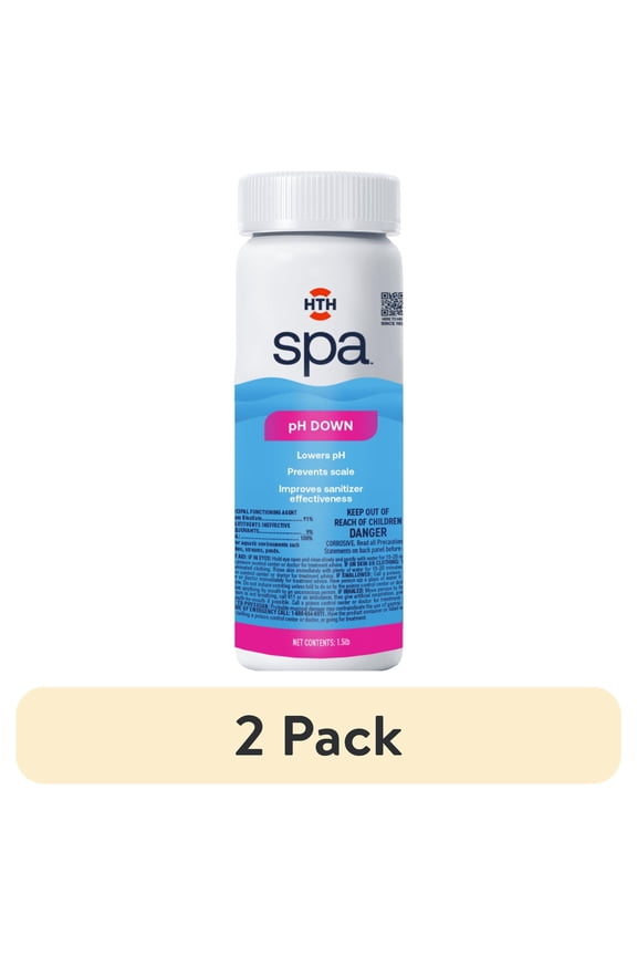 (2 pack) HTH Spa Care pH Down — Powder, 2.5 lb — Pool and Spa pH Decreaser to Balance Water Chemistry