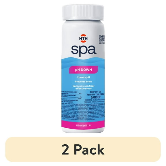 (2 pack) HTH Spa Care pH Down, pH Decreaser, Powder, 2.5 lb, Spa & Hot Tub Pool Chemical